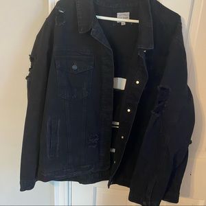 Plus Size Black Distressed Jean Jacket